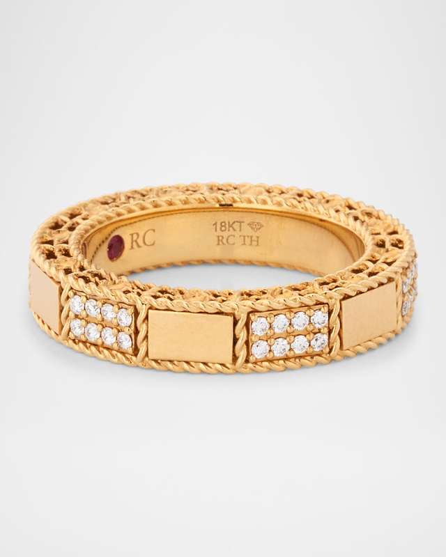 18K Rose Gold Diamond Mosaic Ring, Size 6.5